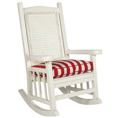 White Lacquered Rattan Rocking Chair