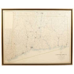 Antique Extra Large State of Connecticut Framed Map