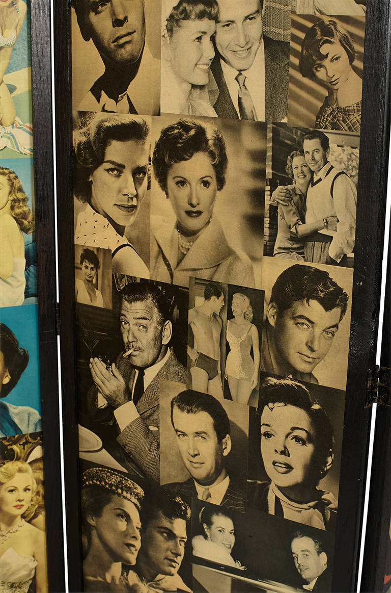 Decoupage Movie Star Folding Screen In Excellent Condition In New York City, NY