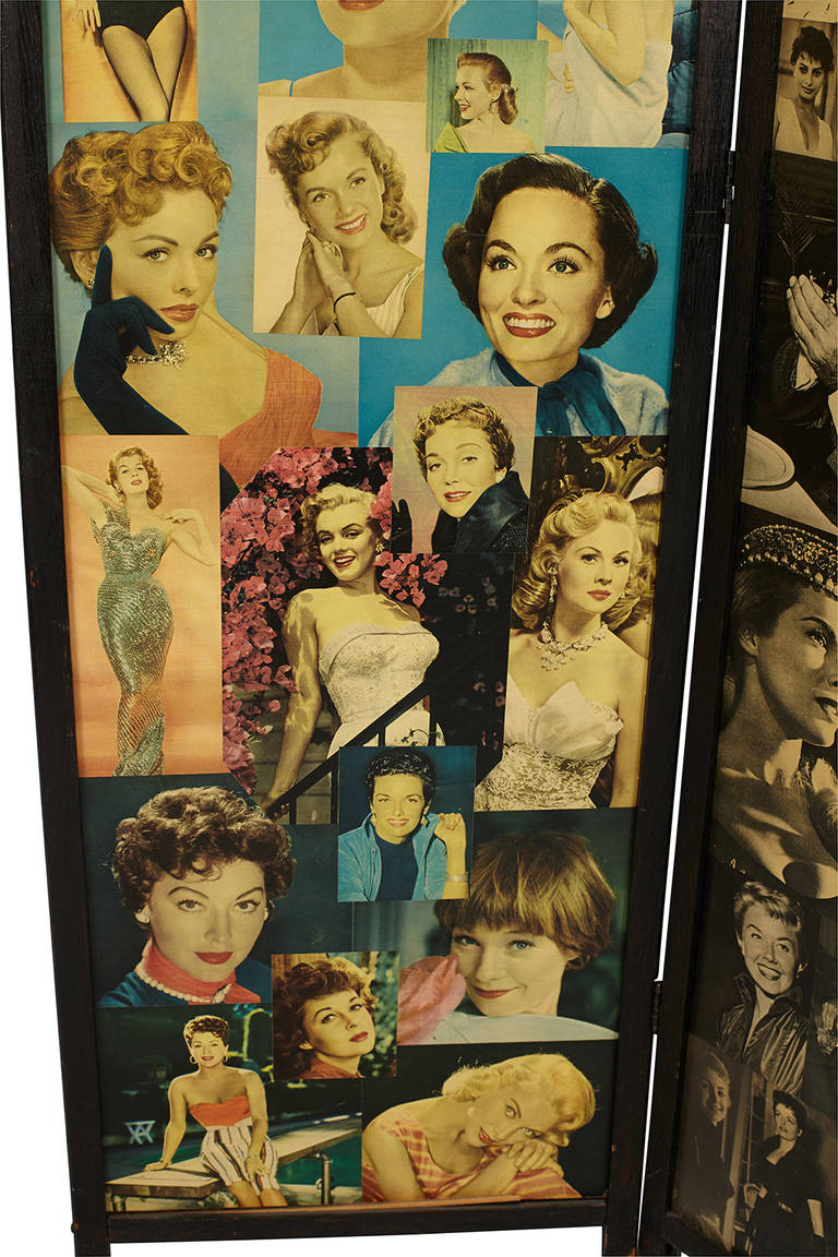 Decoupage Movie Star Folding Screen For Sale at 1stdibs