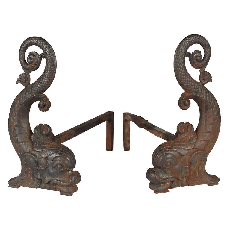 Dolphin Andirons by Bradley and Hubbard from 1870