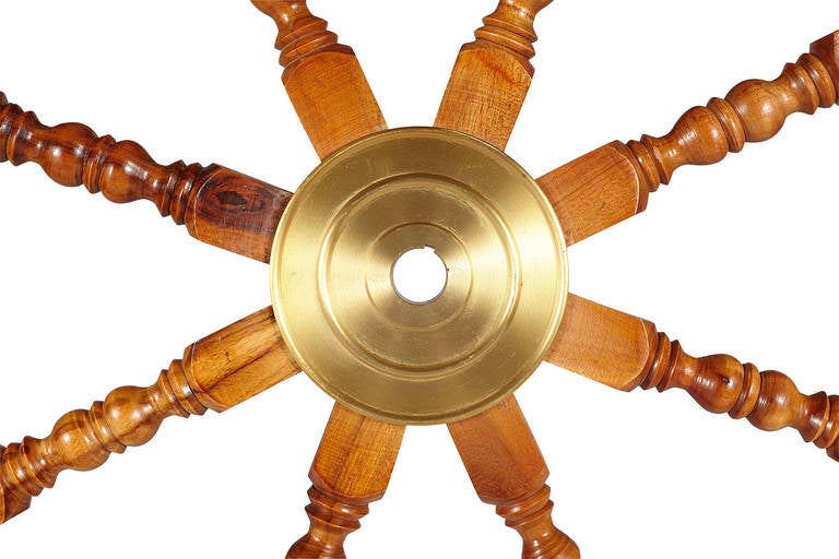 Nautical Hardwood and Brass Ship's Wheel