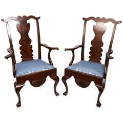 Pair of 18th Century Chippendale Style Mahogany Urn Back Armchairs