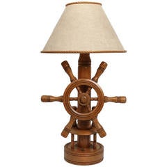 Wood Ship Wheel Nautical Lamp