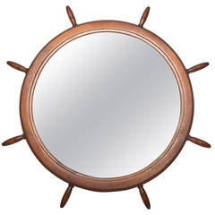 Wooded Ship Wheel Mirror
