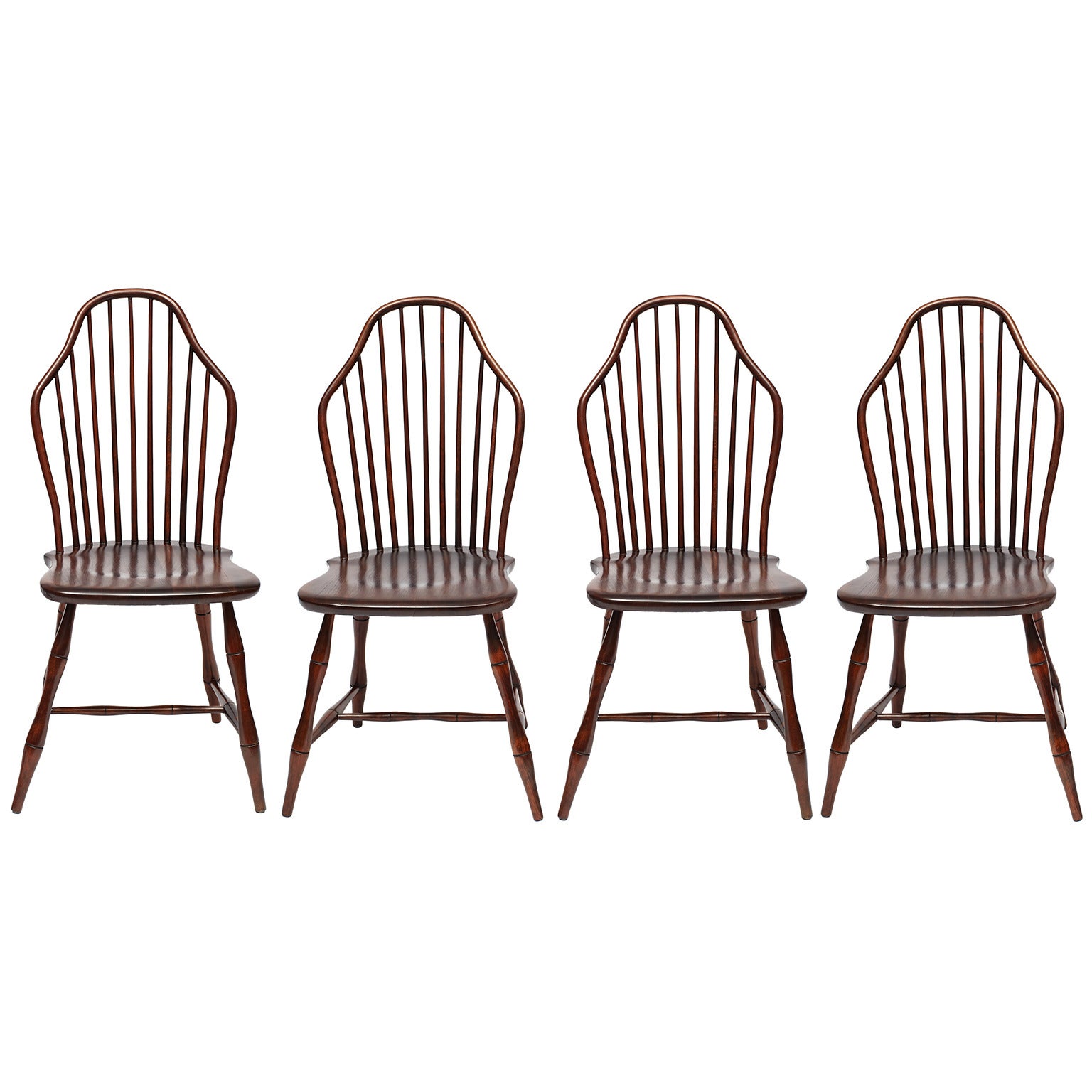 Set of Four Late 19th c. Pinched Sack-Back Windsor Chairs
