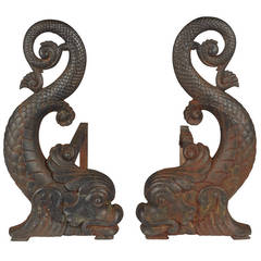 Dolphin Andirons by Bradley and Hubbard