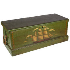 Decorated Nautical Sea Chest with Clipper Ship