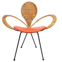Midcentury Modern Rattan Armchair