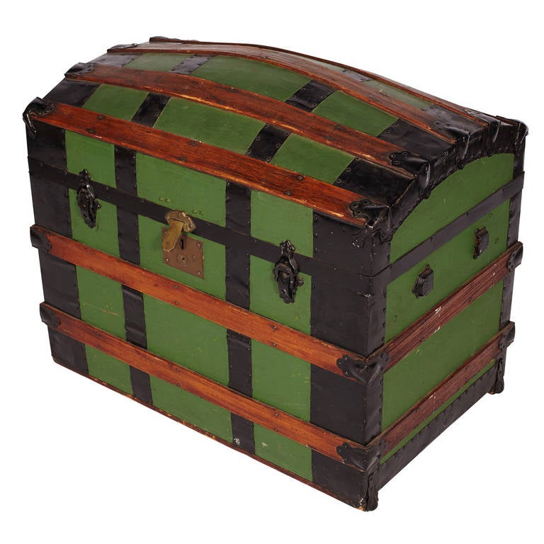 Antique Green Dome Carriage Trunk For Sale at 1stdibs