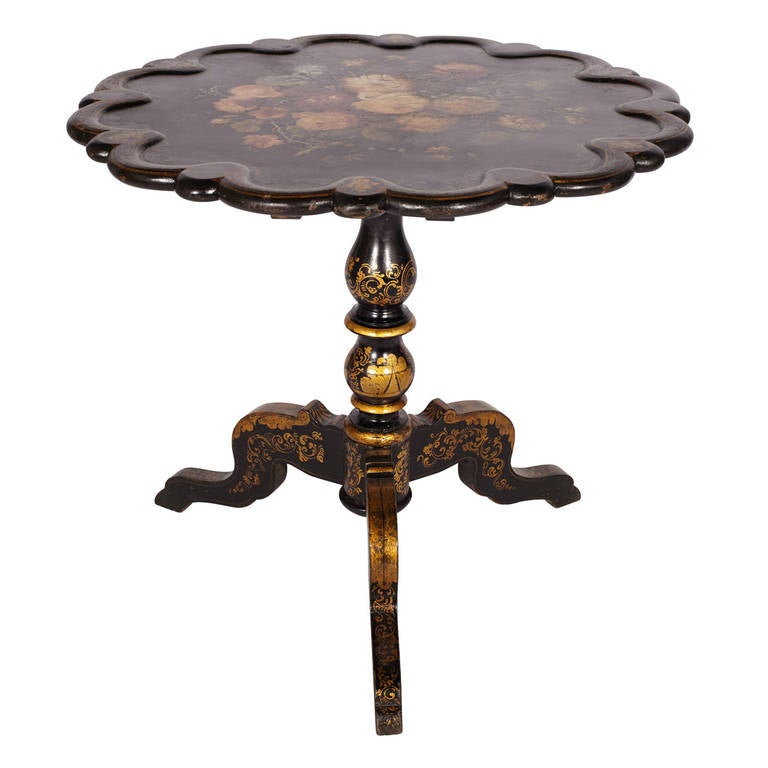 French 19th Century Napoleon III Papier Mache Tilt Top Table