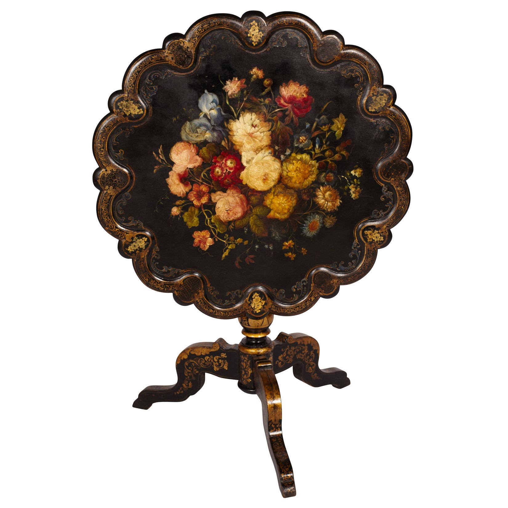 19th Century Napoleon III Papier Mache Tilt Top Table