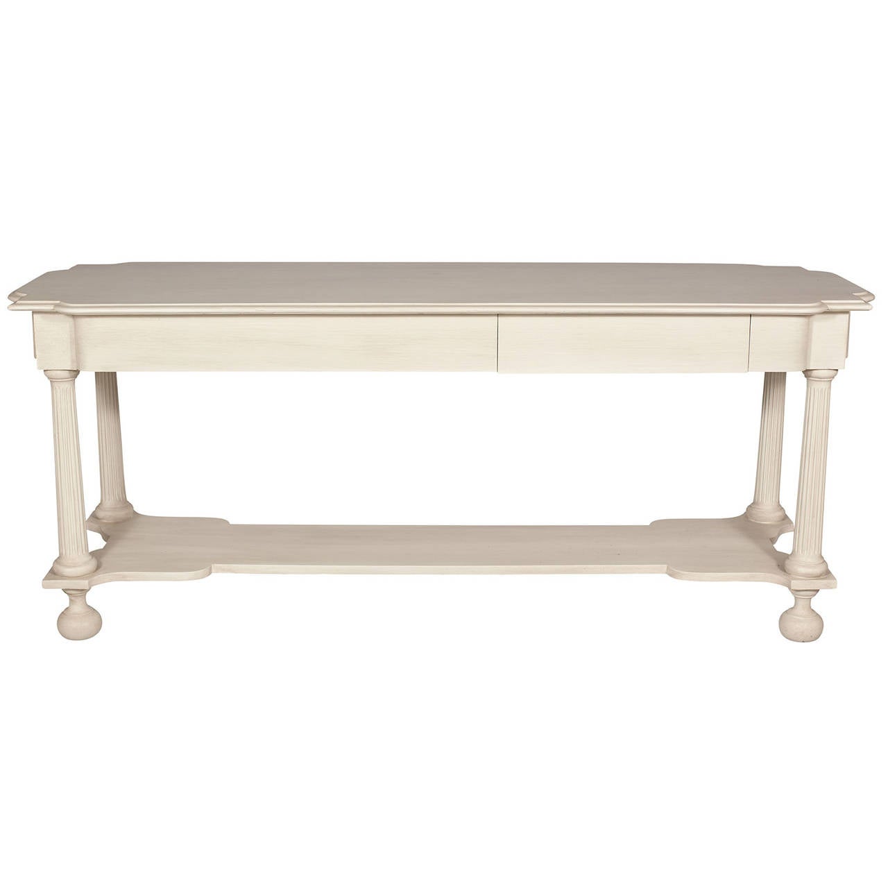 American White Sofa Table with Lower Shelf For Sale