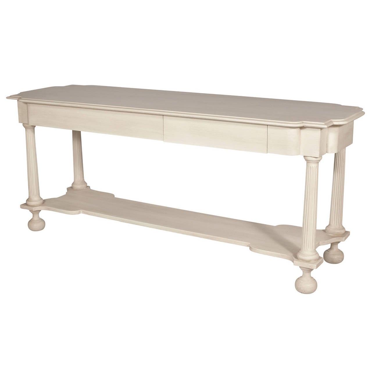 White Sofa Table with Lower Shelf In Excellent Condition For Sale In New York City, NY