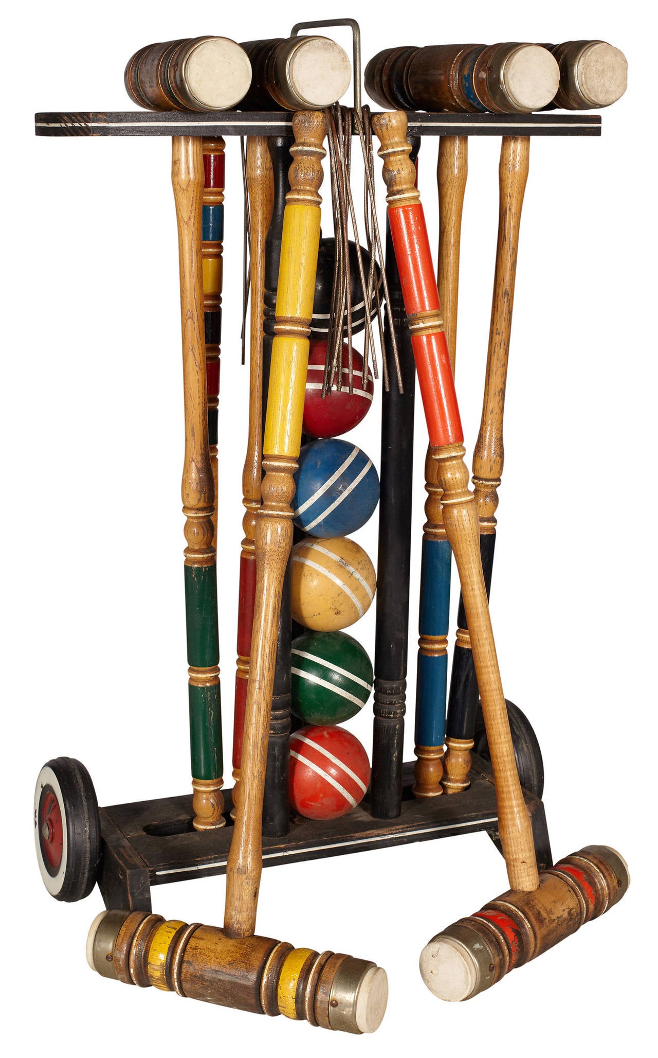 Vintage croquet set on rolling stand