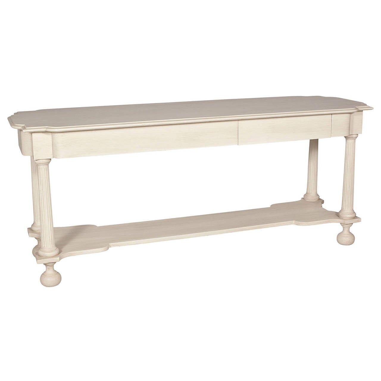 White Sofa Table with Lower Shelf For Sale at 1stDibs