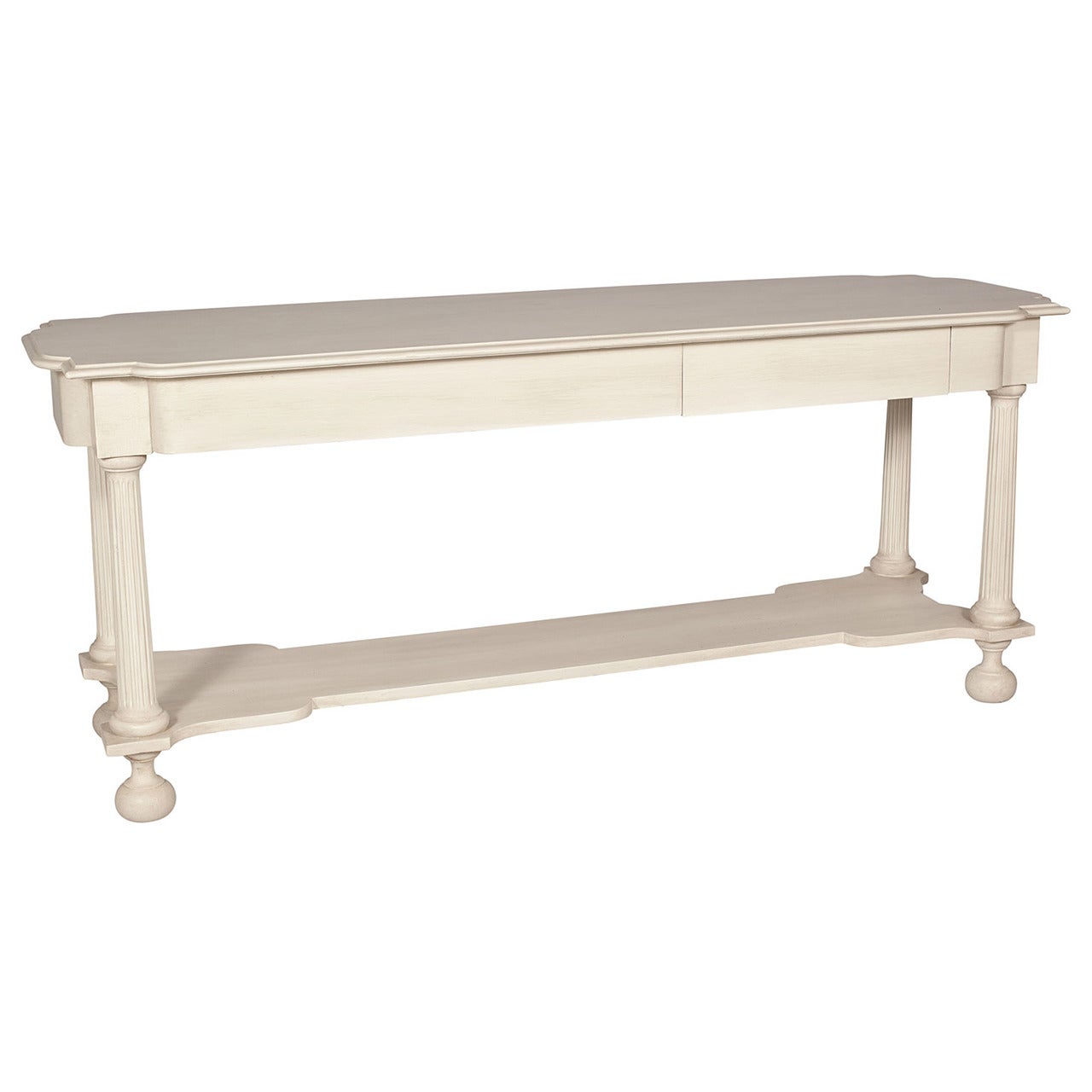 White Sofa Table with Lower Shelf For Sale