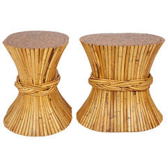 Pair of Vintage McGuire Sheaf of Wheat Tables