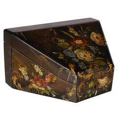 Hand Painted Black Lacquered Jewelry Box