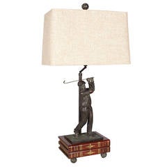 Vintage Maitland Smith Bronze Golfer Lamp