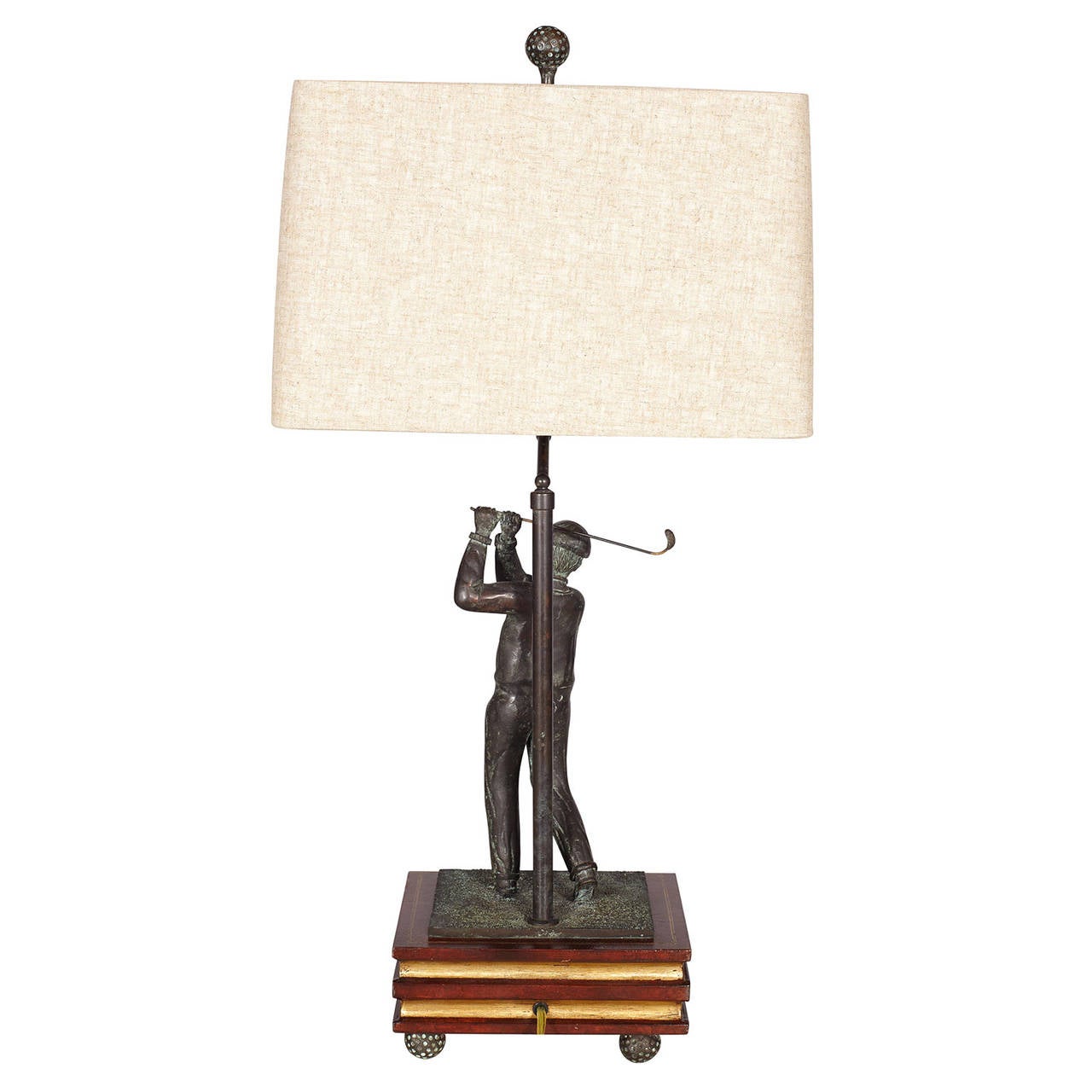 20th Century Maitland Smith Bronze Golfer Lamp