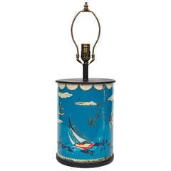 Vintage English Tin Novelty Canister Lamp