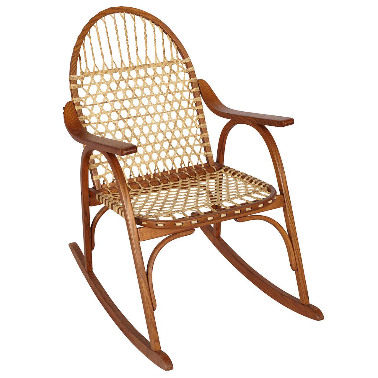 Snowshoe Rocking Chair with Rawhide Lacing at 1stDibs