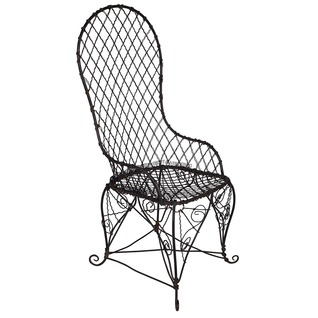 Antique Black Wire Chair For Sale