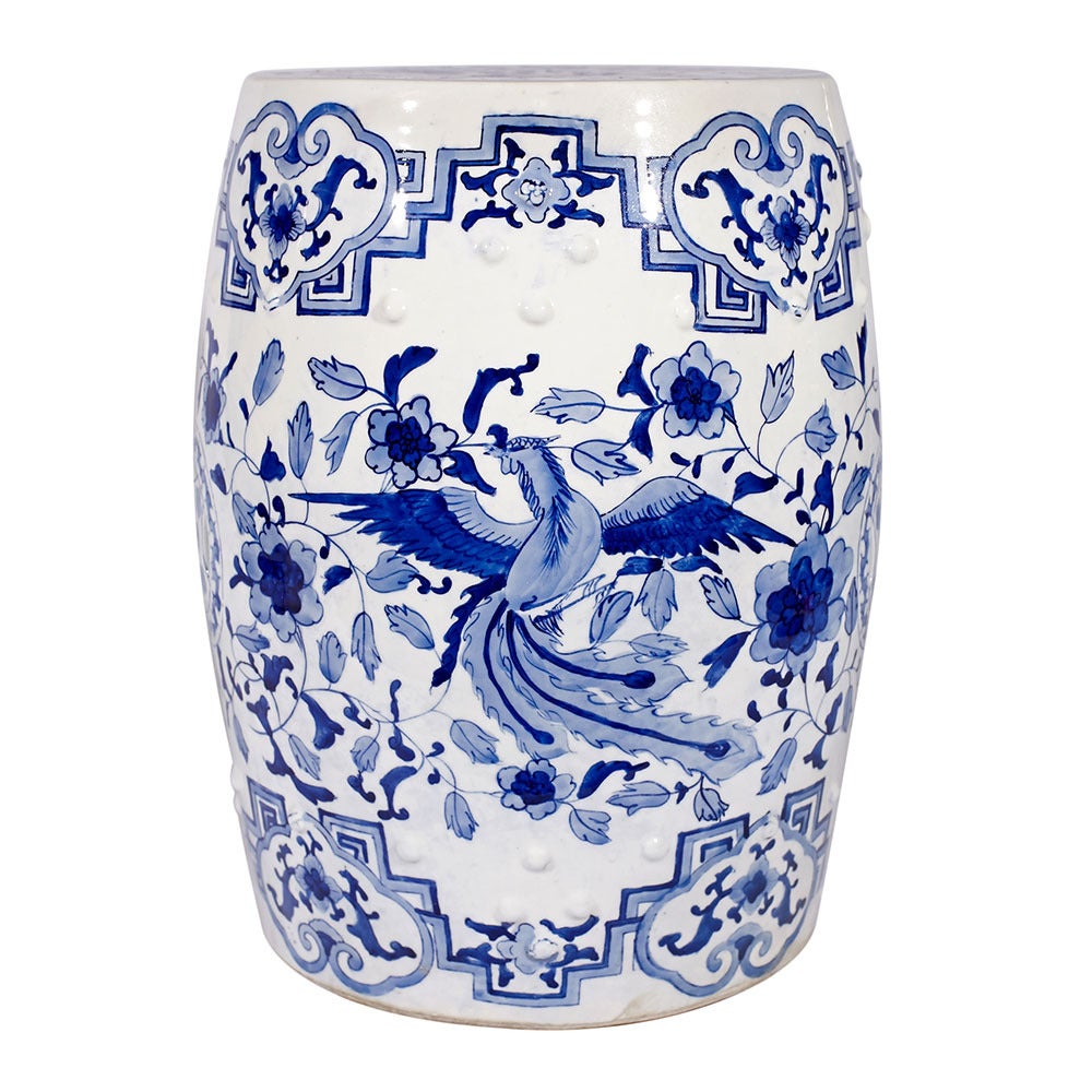 American Chinoiserie Ceramic Stool