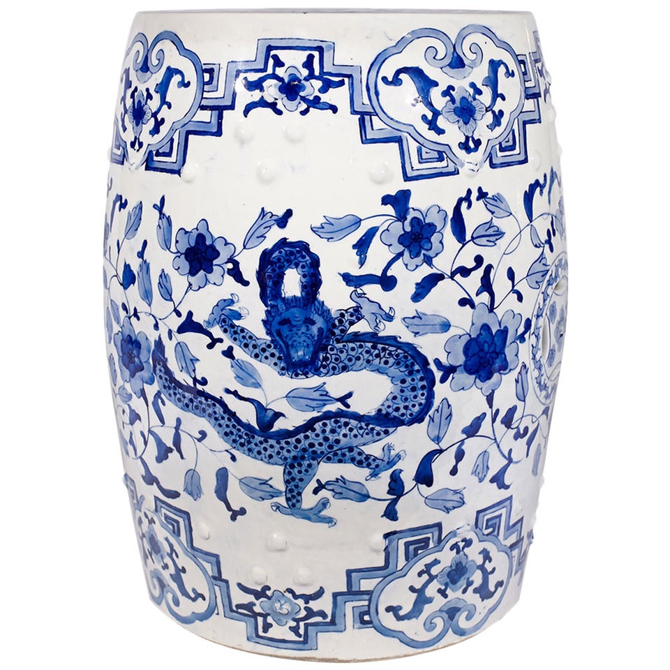 Chinoiserie Ceramic Stool