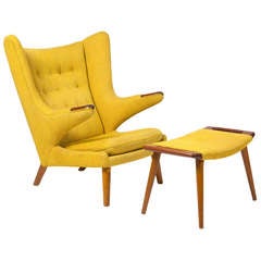 Armchair "Papa Bear" with footstool by Hans J. Wegner