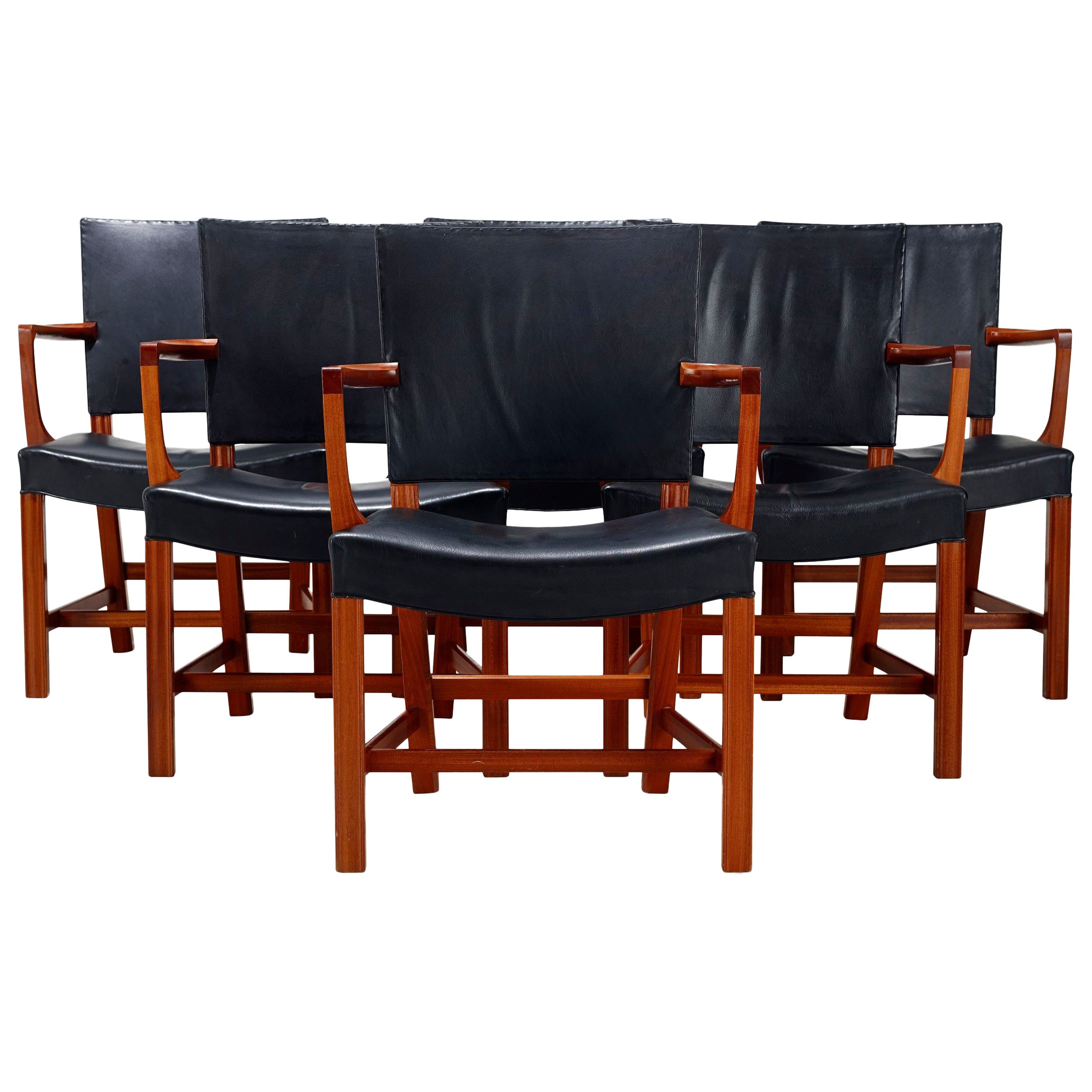 Kaare Klint Set of Six Mahogany "The Red Chairs, " Denmark, 1927