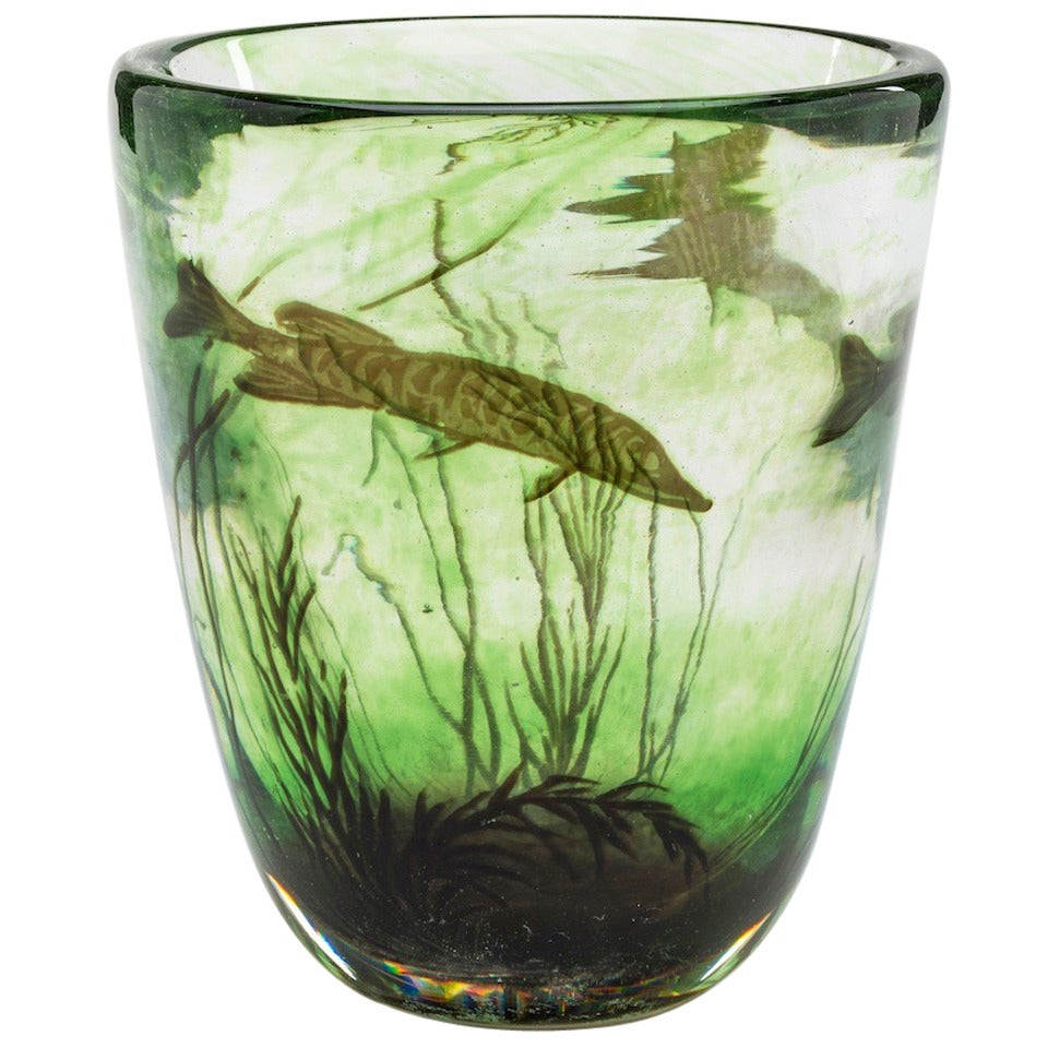 Fish Graal vase by Edward Hald For Sale
