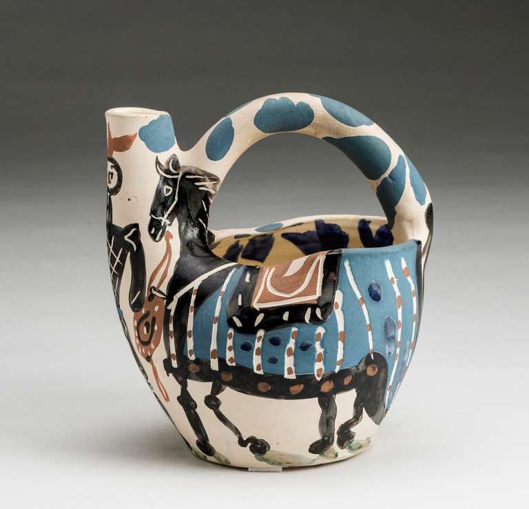 Modern Picasso Ceramic Pitcher - Cavalier and Horse