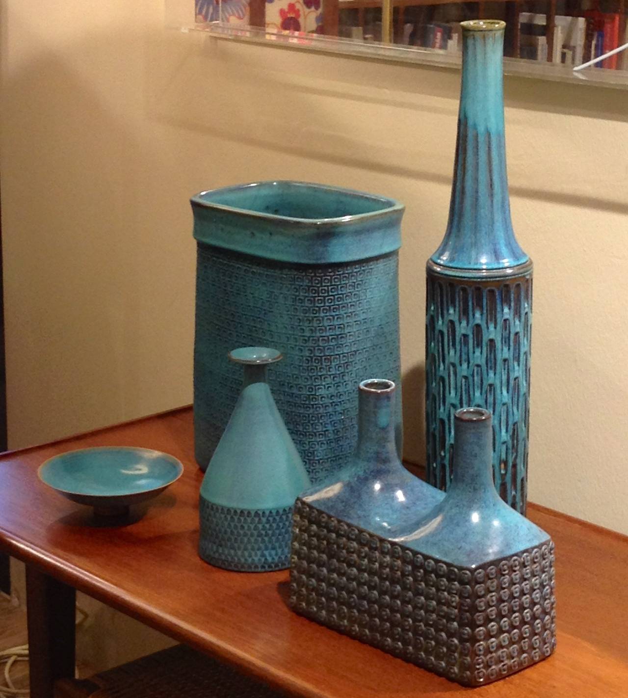 Mid-20th Century Stig Lindberg turquoise stoneware vase, Sweden 1965