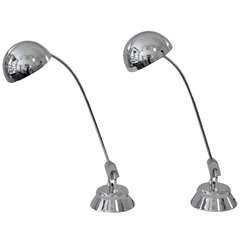 Pair of the Long Jumo Desk Lamps - France Late 1940s