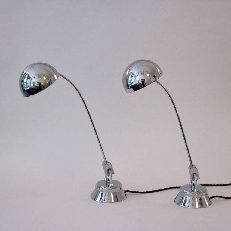 Pair of the Long Jumo Desk Lamps - France Late 1940s