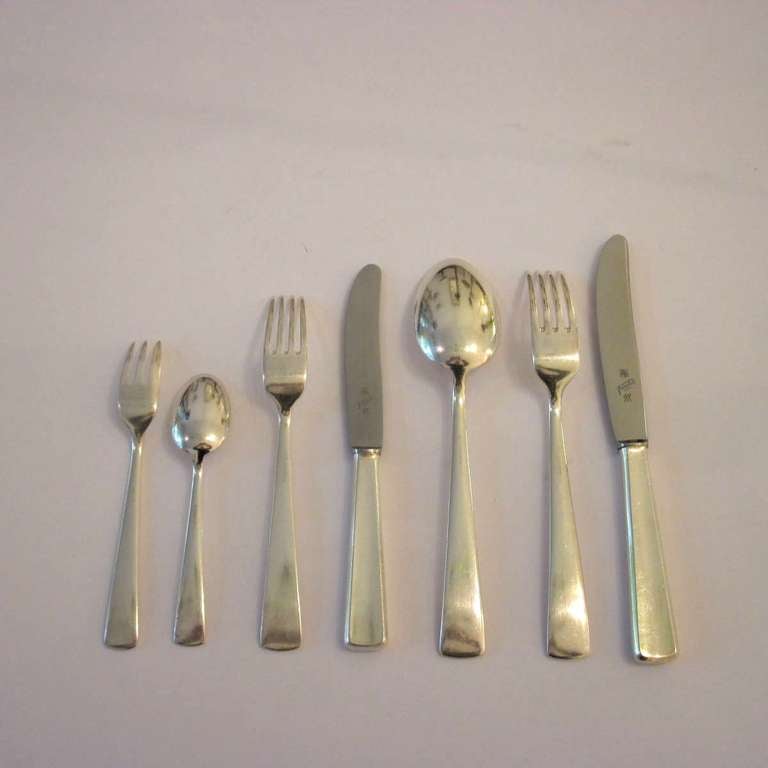 Closing SALE - 52 Pieces of Silver Plated Art Deco Flatware By WMF Germany 1930's In Good Condition For Sale In Berlin, DE