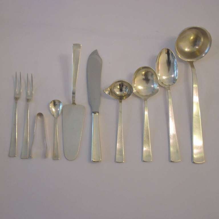 Mid-20th Century Closing SALE - 52 Pieces of Silver Plated Art Deco Flatware By WMF Germany 1930's For Sale