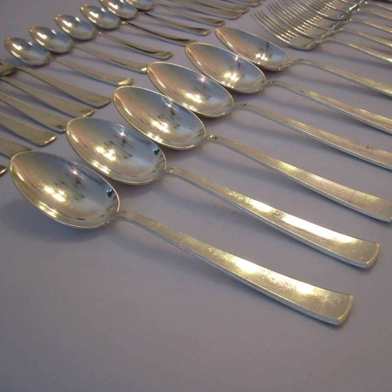Closing SALE - 52 Pieces of Silver Plated Art Deco Flatware By WMF Germany 1930's For Sale 3