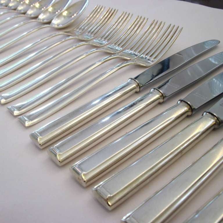 Art Deco 36 Pieces of Silver Plated Flatware By Bruckmann Germany 1930's