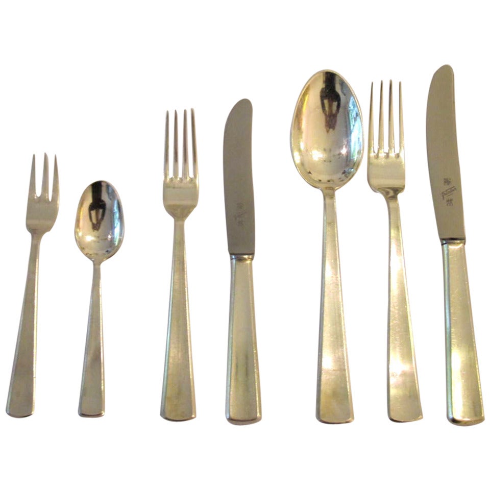 Closing SALE - 52 Pieces of Silver Plated Art Deco Flatware By WMF Germany 1930's For Sale