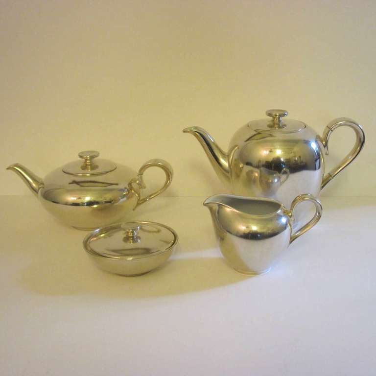 Art Deco Silver Plated Porcelain Coffee Tea Set By WMF Germany