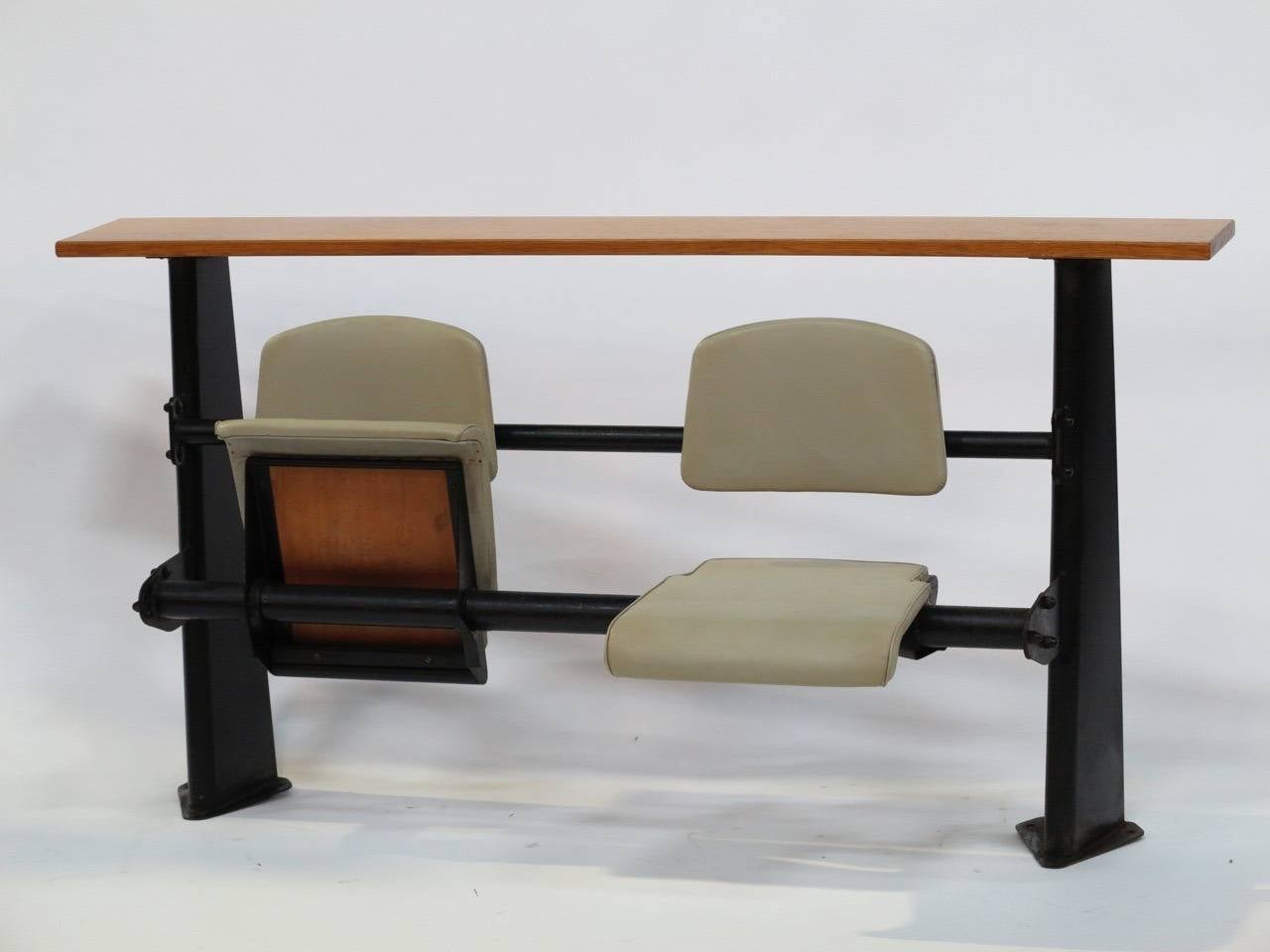 Jean Prouvé Lecture Hall Bench, 1956 In Good Condition For Sale In Paris, FR