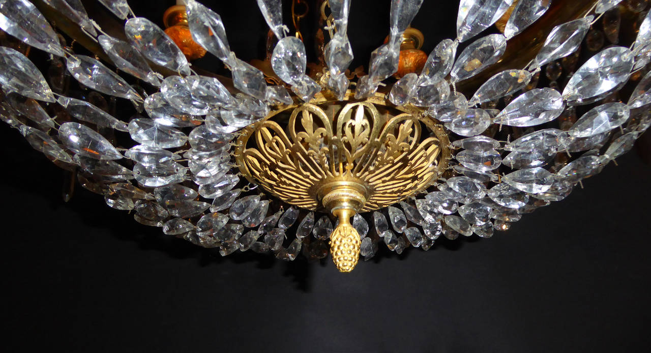 Louis XVI Russian Crystal and Gilt Bronze Eight-Light Chandelier For Sale