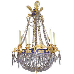 Antique Russian Crystal and Gilt Bronze Eight-Light Chandelier