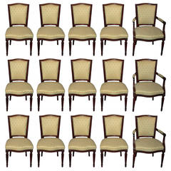 Antique Suite of Twelve Dutch Louis XVI Chairs and Three Armchairs