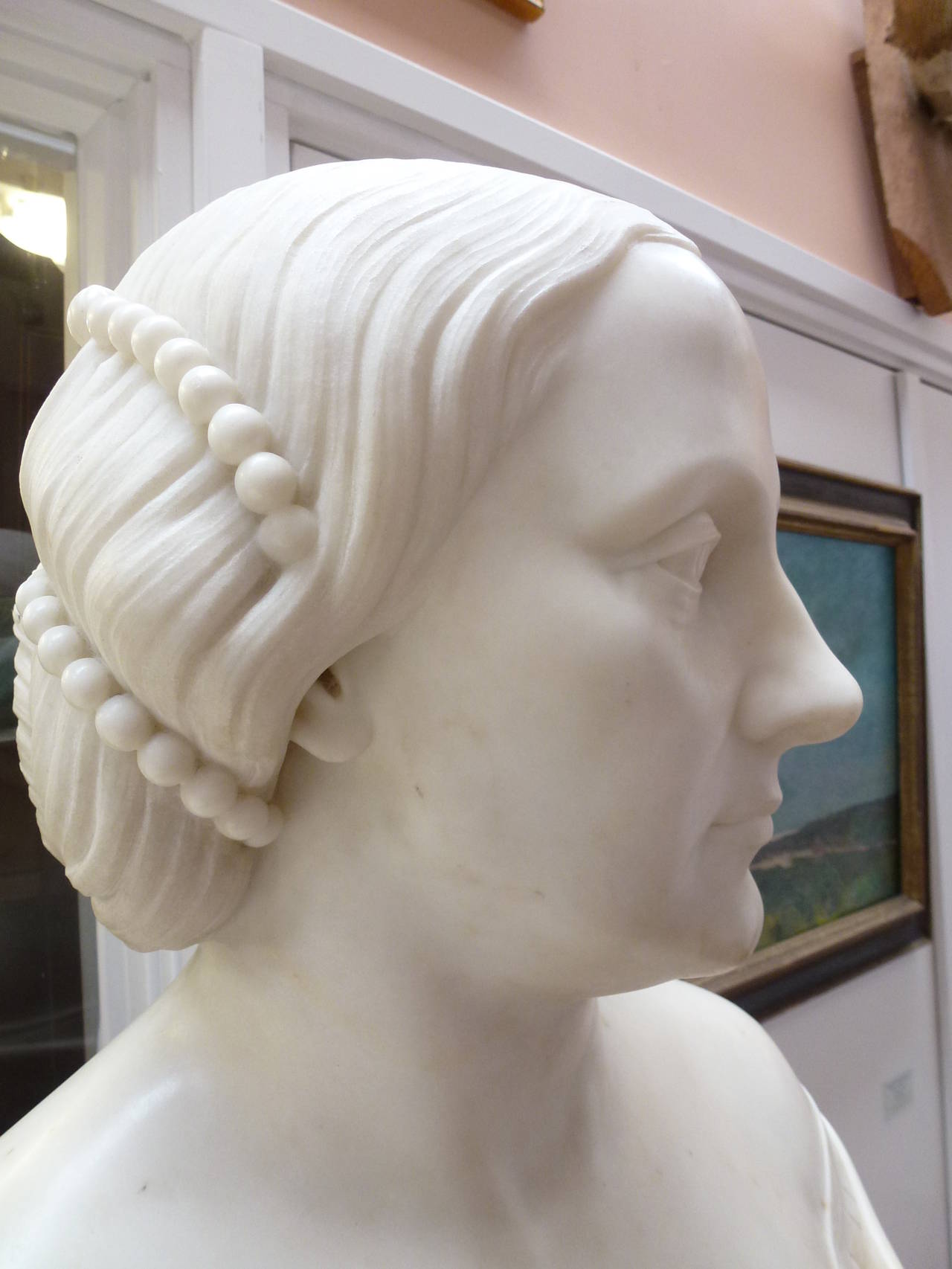 Neoclassical Pair of Busts by Randolph Rogers, circa 1860 For Sale