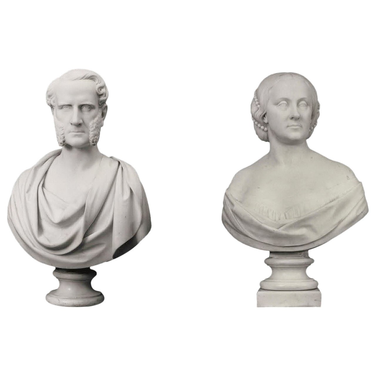 Pair of Busts by Randolph Rogers, circa 1860 For Sale