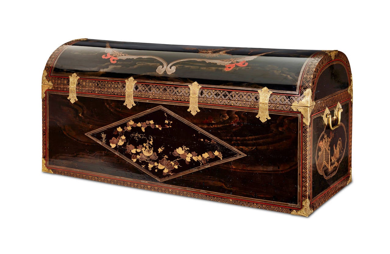 Edo Rare Large Japanese Lacquer Coffer For Sale